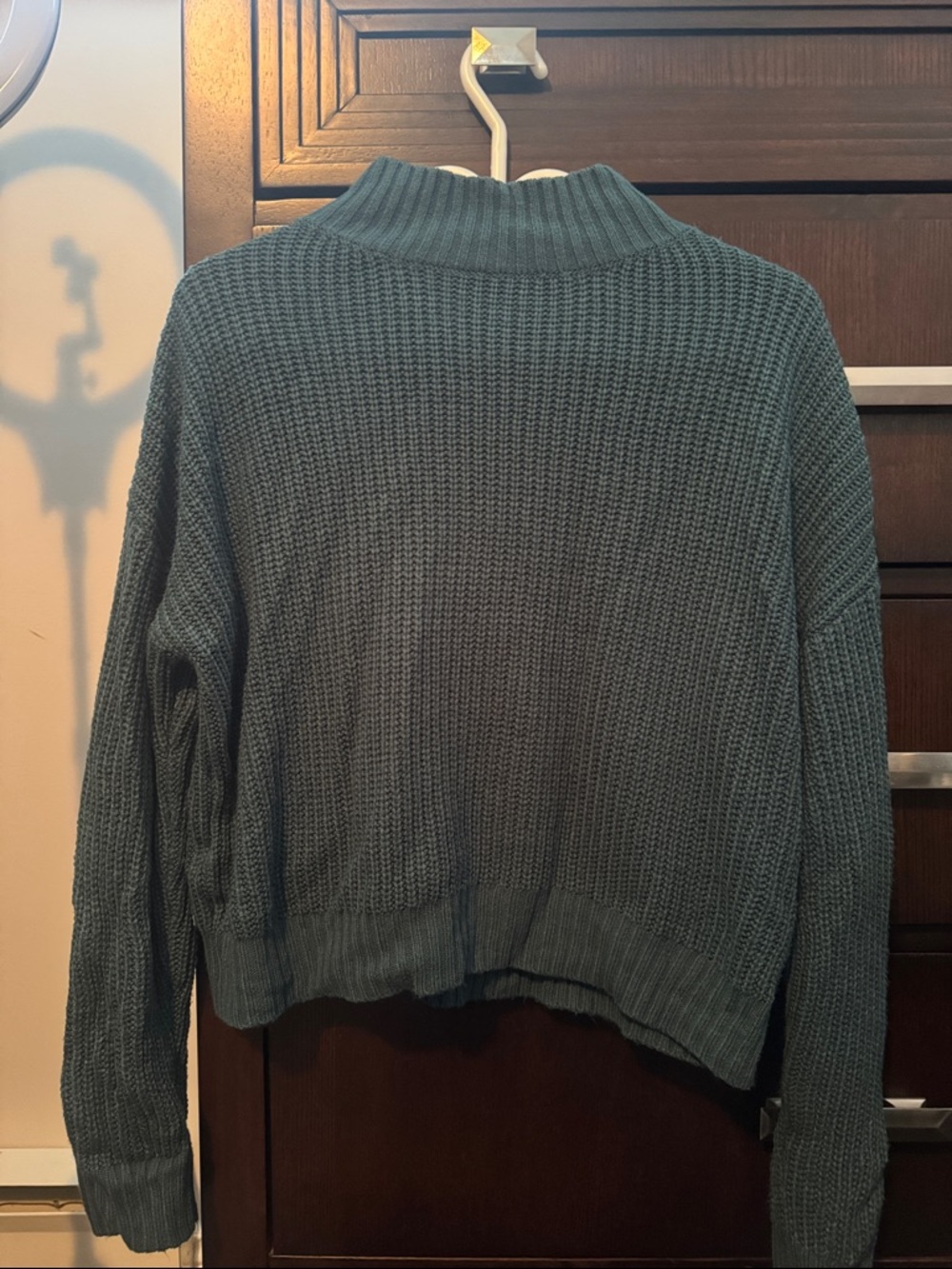 SHEIN Women's Cropped Chunky Turtleneck Sweater - Teal Green